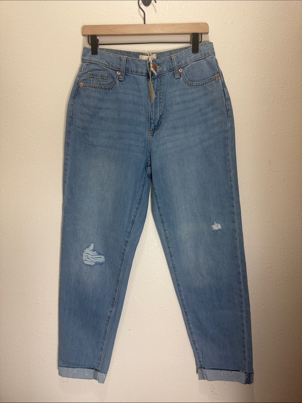 Universal Thread Light Boyfriend Jeans - Distressed Detail, Size 4
